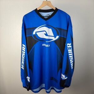 Answer Racing Jersey Motorcross T Shirt Y2K Vintage Spell Out AOP Blue Size 3XL